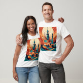 Serene Arabische moskee: culturele kunstdruk T-shirt (Unisex)