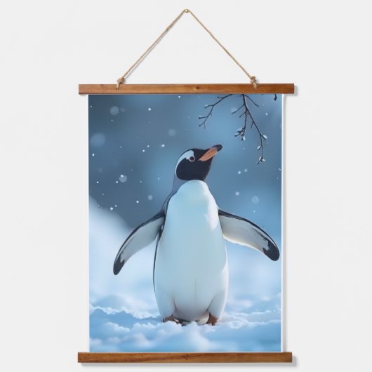 Serene Arctic Penguin Snow Scene Hangend Wandkleed (Voorkant)