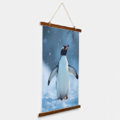 Serene Arctic Penguin Snow Scene Hangend Wandkleed (Gebogen)