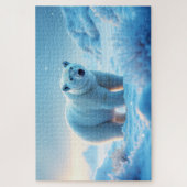 Serene Arctic Sunset met Polar Beer – Natuur Legpuzzel (Verticaal)