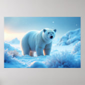 Serene Arctic Sunset met Polar Beer – Natuur Poster (Voorkant)