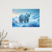 Serene Arctic Sunset met Polar Beer – Natuur Poster (Keuken)