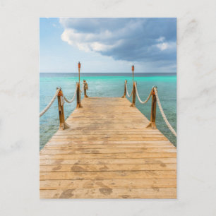Serene Aruba Lange Houten Steiger & Oceaan Bliss Briefkaart