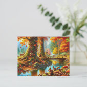 Serene Autumn Forest Scene Schilderij Briefkaart (Staand voorkant)