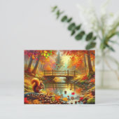 Serene Autumn Forest Scene Schilderij Briefkaart (Staand voorkant)