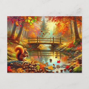 Serene Autumn Forest Scene Schilderij Briefkaart