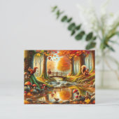 Serene Autumn Forest Scene Schilderij Briefkaart (Staand voorkant)