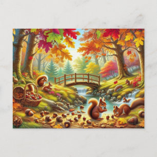 Serene Autumn Forest Scene Schilderij Briefkaart