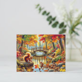 Serene Autumn Forest Scene Schilderij Briefkaart (Staand voorkant)
