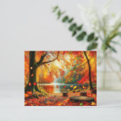 Serene Autumn Forest Scene Schilderij Briefkaart (Staand voorkant)
