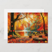 Serene Autumn Forest Scene Schilderij Briefkaart (Voorkant / Achterkant)