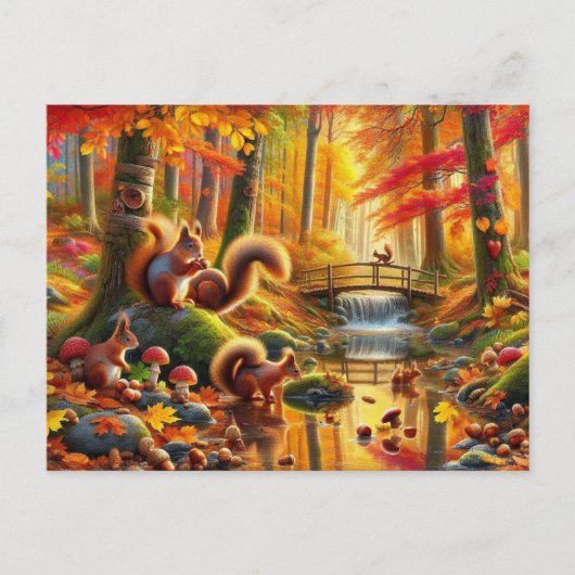 Serene Autumn Forest Scene Schilderij Briefkaart (Voorkant)