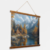 Serene Autumn Lake meesterwerk wandtapijt Hangend Wandkleed (Gebogen)