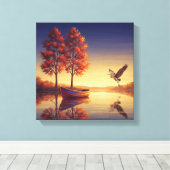 Serene Autumn Lake Wall Art Canvas Afdruk (Insitu (Houten vloer))