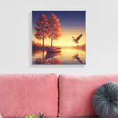 Serene Autumn Lake Wall Art Canvas Afdruk (Insitu (Woonkamer))