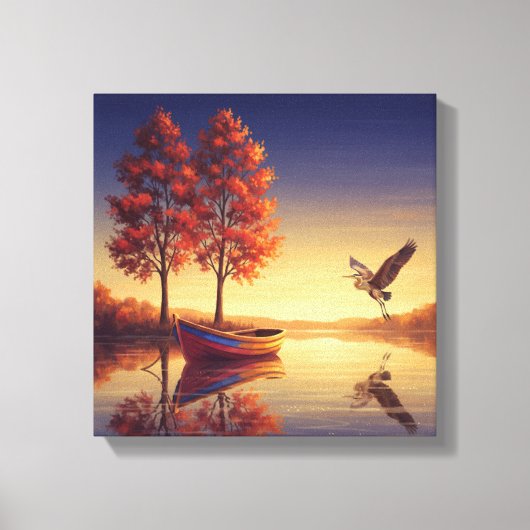 Serene Autumn Lake Wall Art Canvas Afdruk (Voorkant)