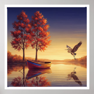 Serene Autumn Lake Wall Art – Natuur geïnspireerd Poster