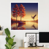 Serene Autumn Lake Wall Art – Natuur geïnspireerd Poster (Thuiskantoor)