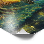 Serene Autumn Night Landschap olieverfschilderij Foto Afdruk (Hoek)