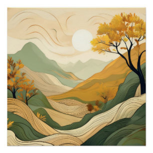 Serene Autumn River - Natuur Landschapskunst Perfect Poster