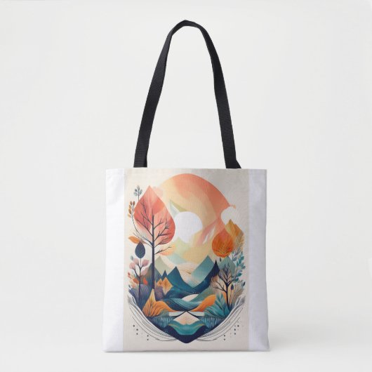 Serene Autumn Scene: Artistieke Natuur Print Tote Bag (Voorkant)