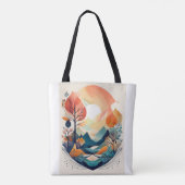 Serene Autumn Scene: Artistieke Natuur Print Tote Bag (Achterkant)