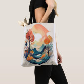 Serene Autumn Scene: Artistieke Natuur Print Tote Bag (Dichtbij)