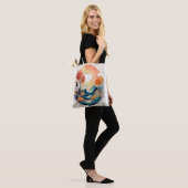 Serene Autumn Scene: Artistieke Natuur Print Tote Bag (Op model)