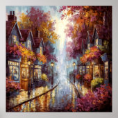 Serene Autumn Street - Painterly Town Art Poster (Voorkant)