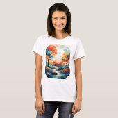 Serene Autumn Sunset: op Natuur geïnspireerde prin T-shirt (Voorkant volledig)