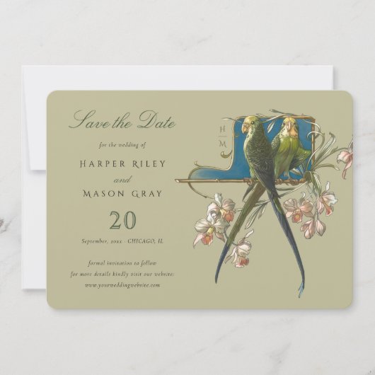 Serene Aviary 'Save the Date' bruiloft uitnodiging (Voorkant)