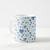 Serene Azure & Gold Watercolor Hearts Koffiemok (Voorkant links)