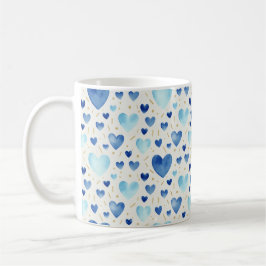 Serene Azure & Gold Watercolor Hearts Koffiemok