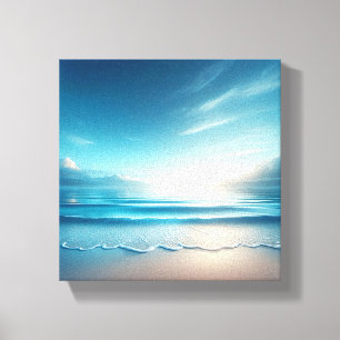 Serene Azuurblauwe Oceaan met Zachte Ochtendzon Canvas Afdruk