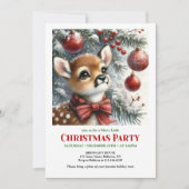Serene baby deer watercolor Christmas invitation  Kaart (Voorkant)