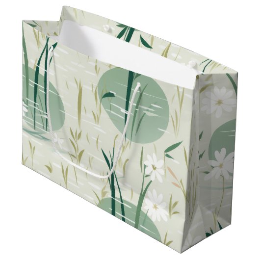 Serene Bamboe Bloesem Aziatisch (10) Groot Cadeauzakje (Voorkant Gekanteld)