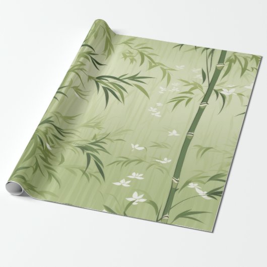 Serene Bamboe Bloesem Aziatisch (1) Cadeaupapier (Uitgerold)