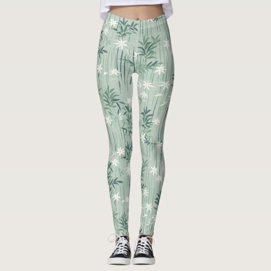 Serene Bamboe Bloesem Aziatisch (7) Leggings (Voorkant)