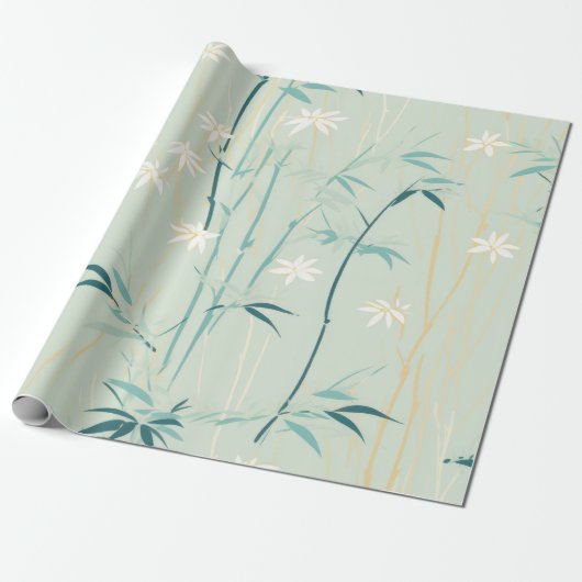 Serene Bamboe Bloesem Aziatisch (9) Cadeaupapier (Uitgerold)