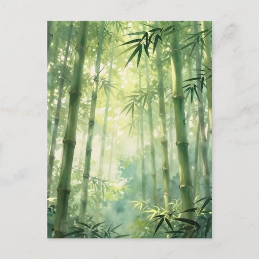 Serene Bamboe Bos Mistige Gloed Briefkaart (Voorkant)