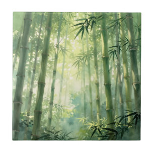 Serene Bamboe Bos Mistige Gloed Tegeltje