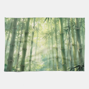 Serene Bamboe Bos Mistige Gloed Theedoek