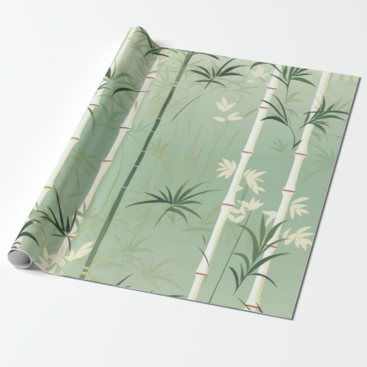 Serene Bamboebloesem Aziatisch (2) Cadeaupapier (Uitgerold)