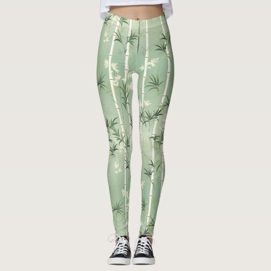 Serene Bamboebloesem Aziatisch (2) Leggings (Voorkant)