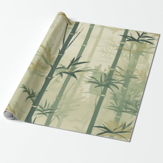 Serene Bamboebloesem Aziatisch (3) Cadeaupapier (Uitgerold)