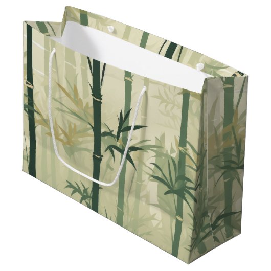 Serene Bamboebloesem Aziatisch (3) Groot Cadeauzakje (Voorkant Gekanteld)