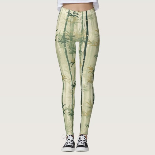 Serene Bamboebloesem Aziatisch (3) Leggings (Voorkant)
