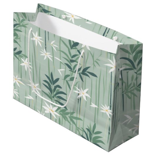 Serene Bamboebloesem Aziatisch  (4) Groot Cadeauzakje (Voorkant Gekanteld)