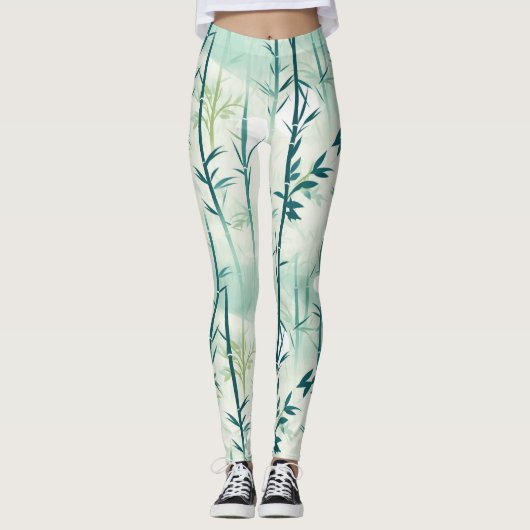 Serene Bamboebloesem Aziatisch (4) Leggings (Voorkant)