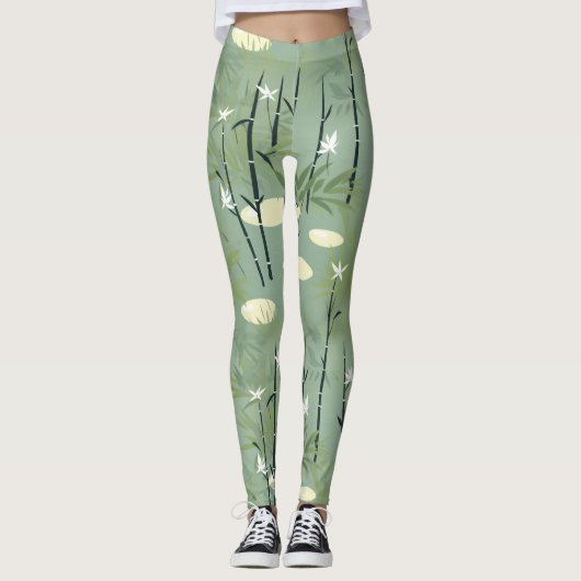 Serene Bamboebloesem Aziatisch (5) Leggings (Voorkant)
